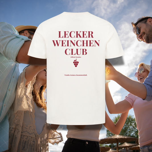 Lecker Weinchen Club Rückendruck - Premium Unisex T-Shirt