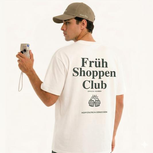 Früh Shoppen Club Rückendruck - Premium T-Shirt