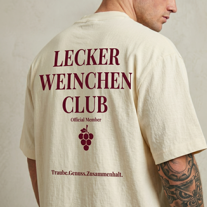 Lecker Weinchen  Club Rückendruck -  Oversized Shirt